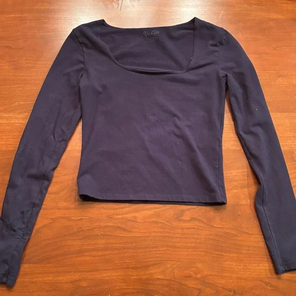 John Galt Navy Basic Long Sleeve Top - Brandy Melville - Picture 3 of 4